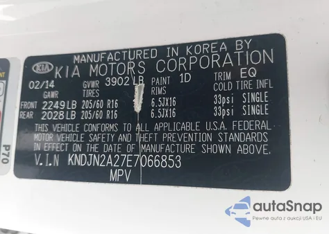 2014 Kia Soul from USA, damaged, VIN KNDJN2A27E7066853